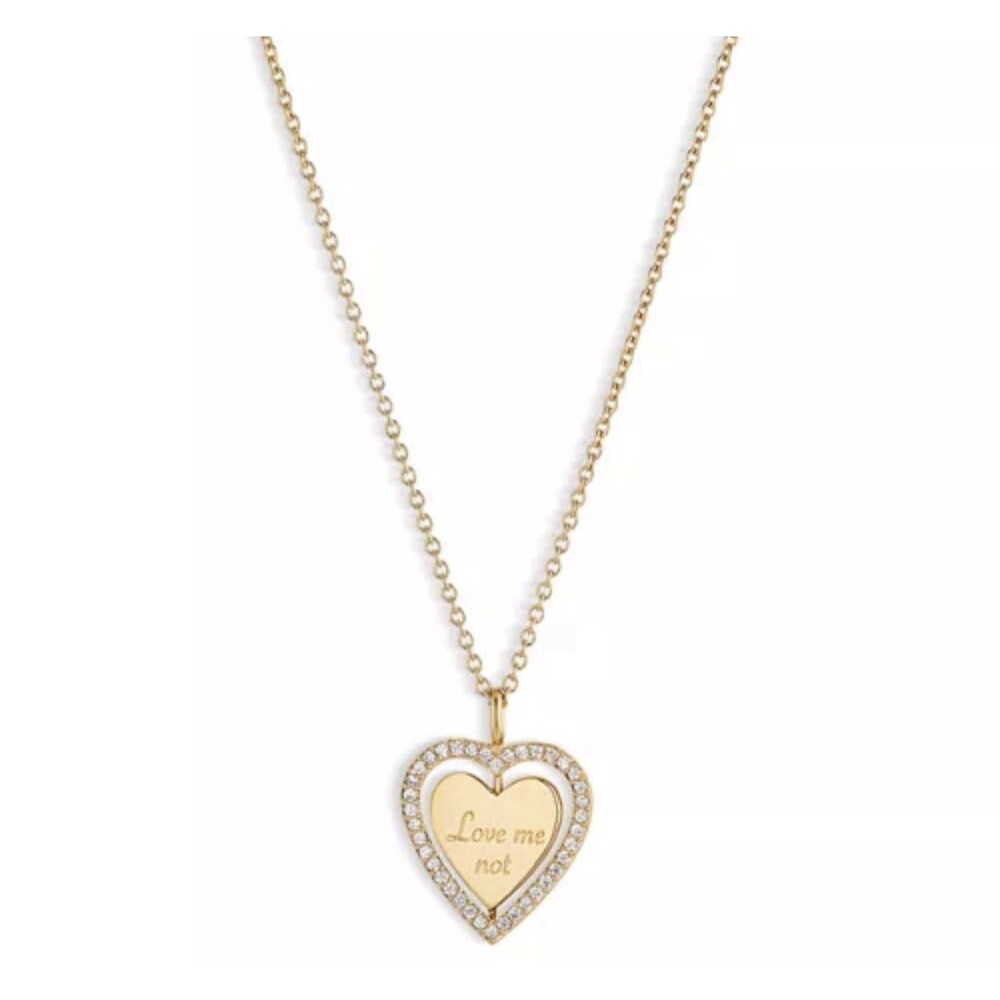 Nadri Heartbreaker Cubic Zirconia 18k Gold Plated Spinner Heart Pendant Necklace